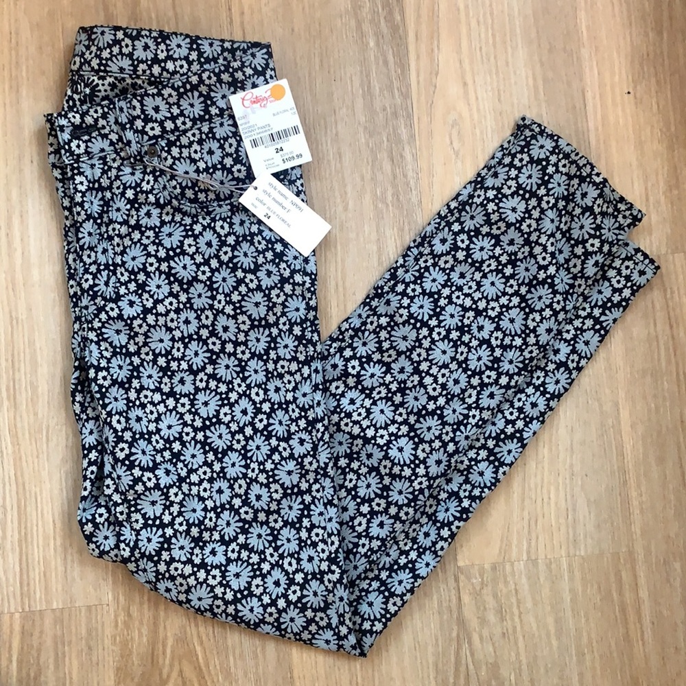 NWT Blue Floral Skinny Jeans ORIGINAL VALUE $375